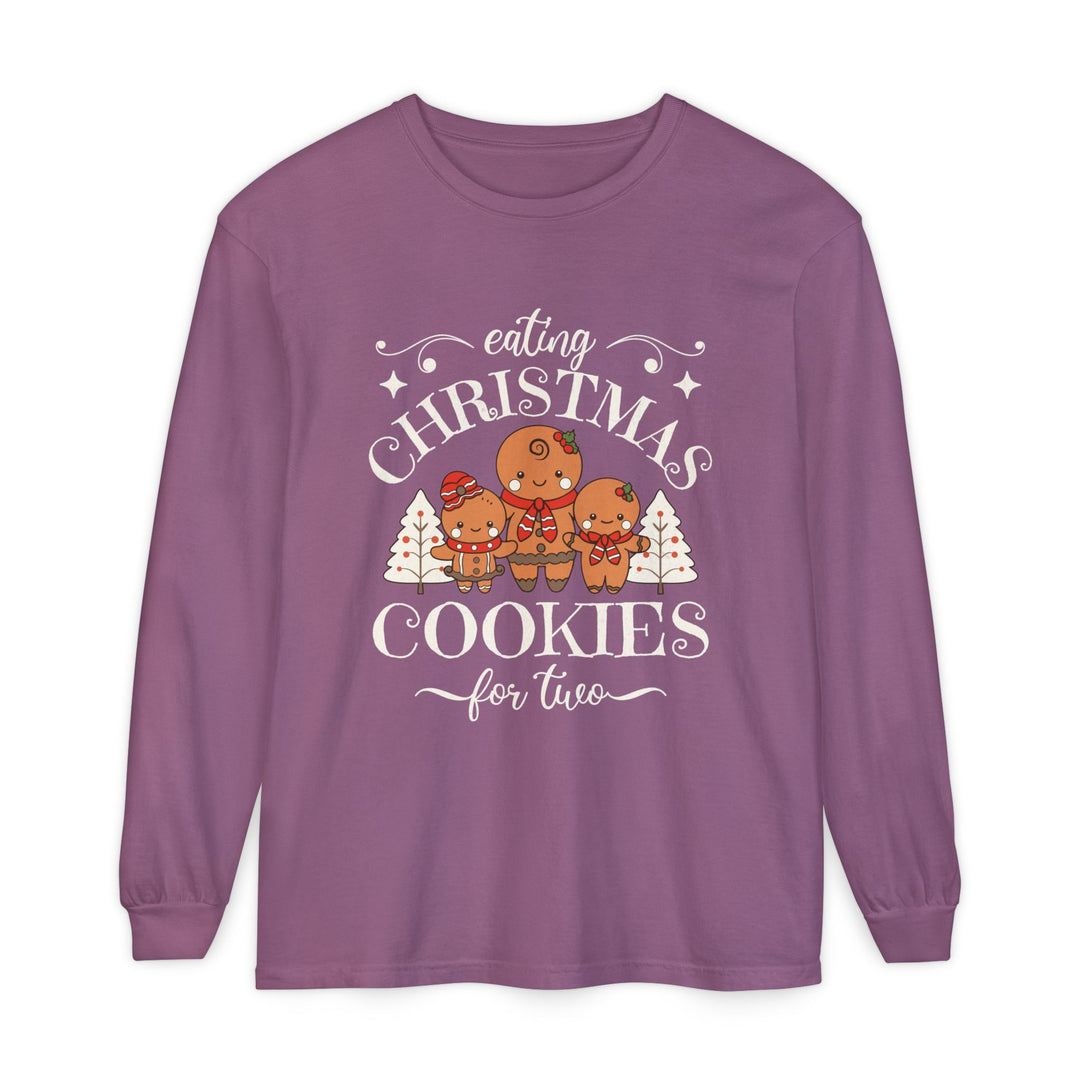 Unisex Garment-dyed Long Sleeve T-Shirt - Eating Christmas Cookies For Two