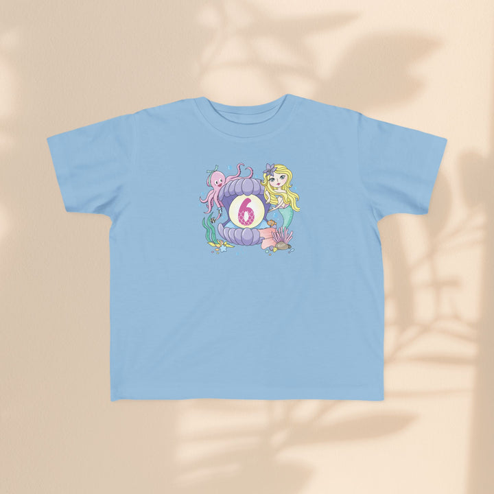 Age 6 Toddler Tee with Mermaid & Octopus Design - Birthday Celebration, Gifts for Ages 6