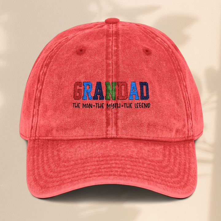 Vintage Embroidered Cap for Grandad - The Man, The Myth, The Legend