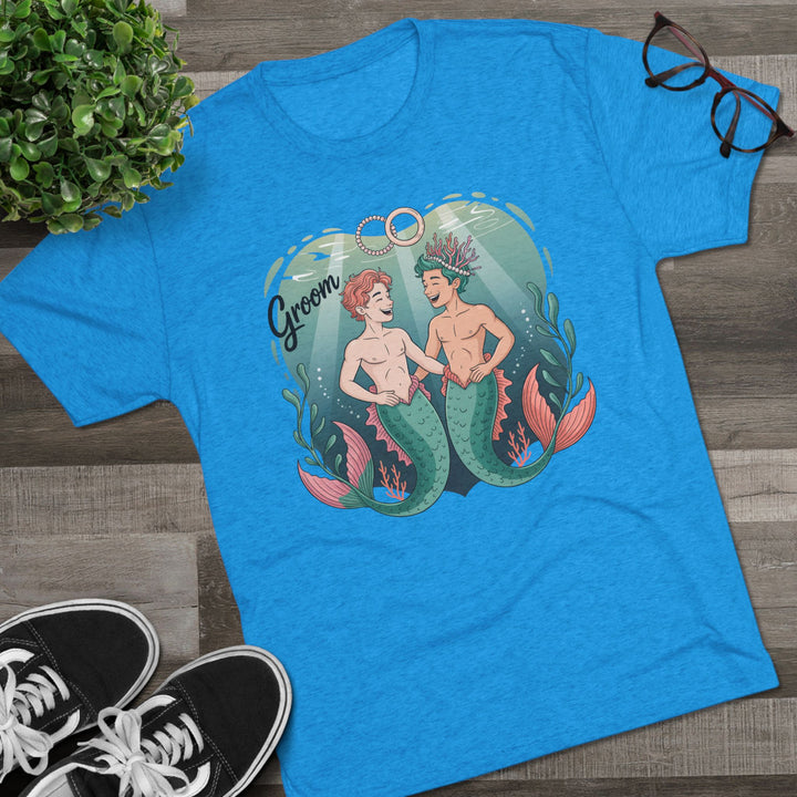 Merman Groom Tee, LGBTQ+ Pride Apparel, Wedding Gift, Unique Couple Shirt