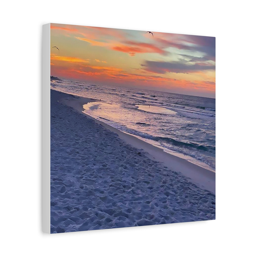 Sunset Beach Matte Stretched Canvas Print