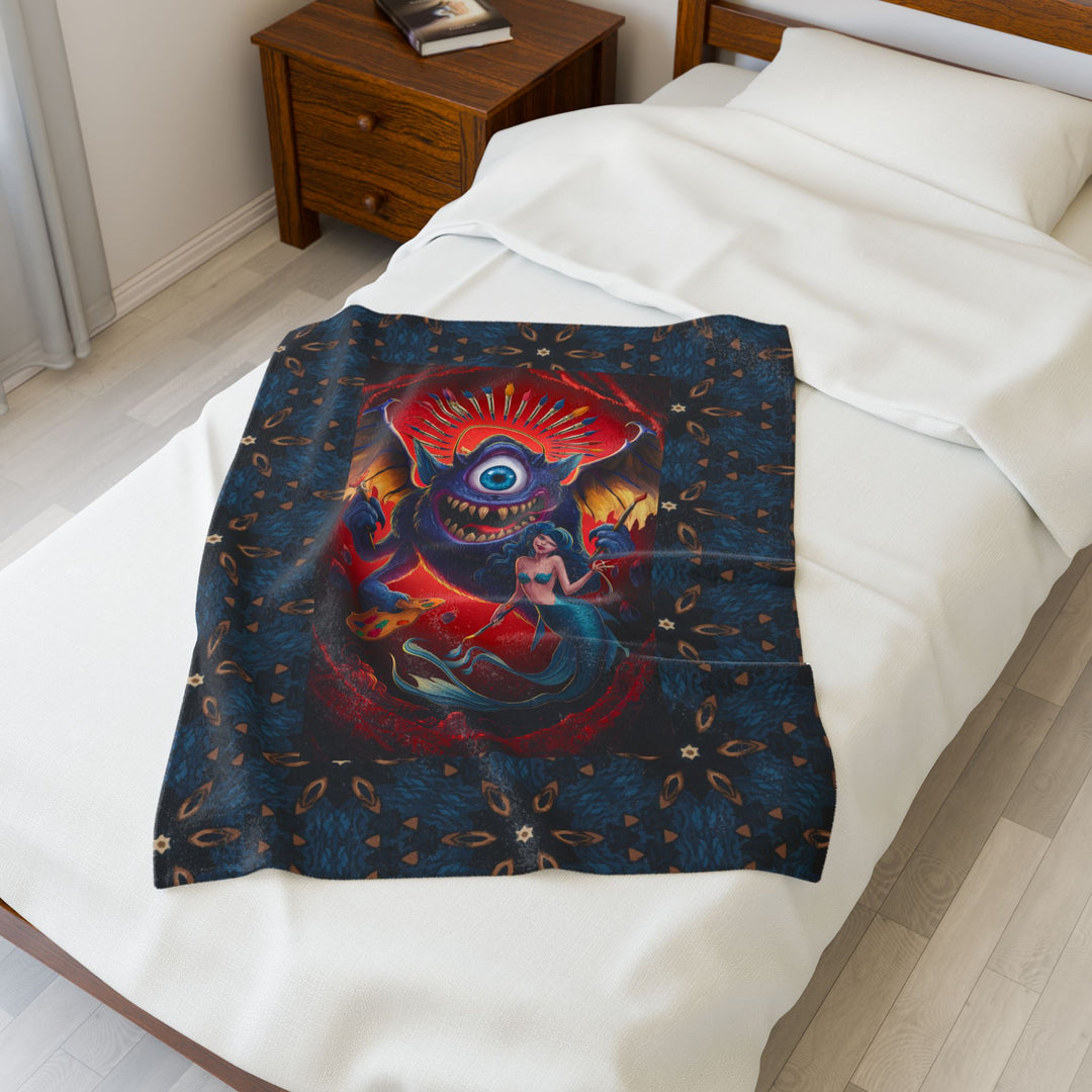 Velveteen Plush Blanket - One Eyed Mermaid Artist