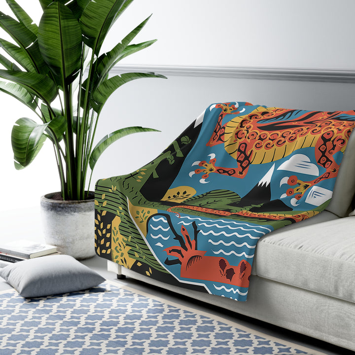 Mexican Dragon Sherpa Fleece Blanket – Cozy Home Décor & Gift for Dragon Lovers