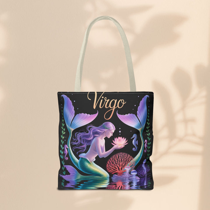 Virgo Mermaid Tote Bag, Virgo Gift, Zodiac Bag, Sea Creature Style, Ocean Lover Accessory, Birthday Present