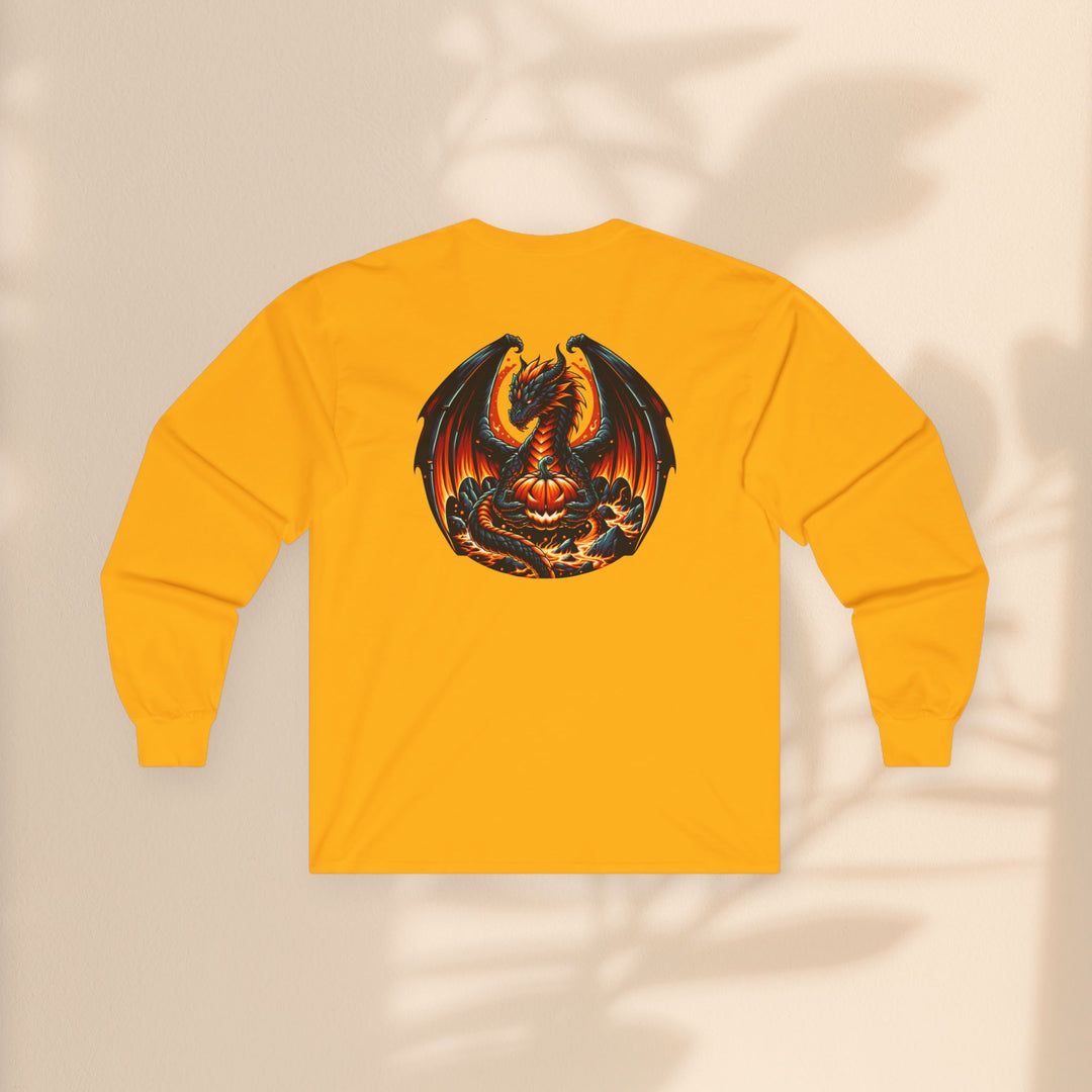 Dragon Emblem Unisex Long Sleeve Tee – Casual Fantasy Graphic Shirt for Halloween & Geek Culture