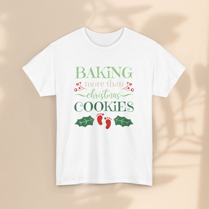 Unisex Heavy Cotton Tee - Baking More Than Christmas Cookies Pregnancy T-Shirt