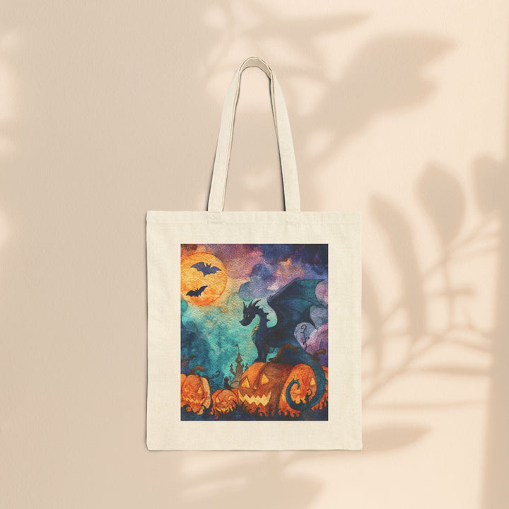 Halloween Dragon Tote Bag, Eco-Friendly Bag, Trick or Treat, Fall Fashion, Spooky Gift, Reusable Shopping Bag
