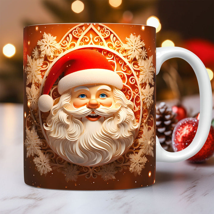 3D Christmas Ceramic Mug – Santa and Snowman Designs