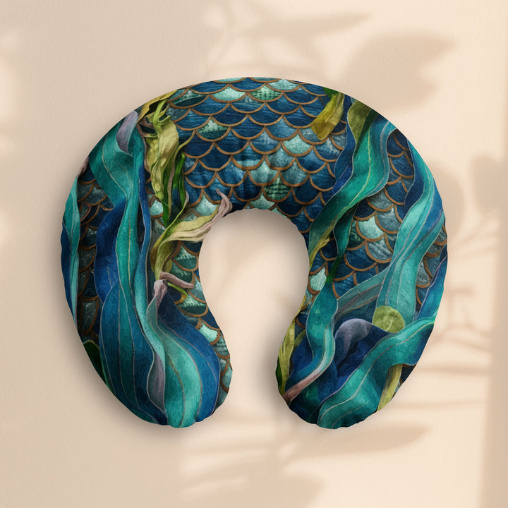 Ocean Teal Mermaid Scales Nursing Pillow Cover