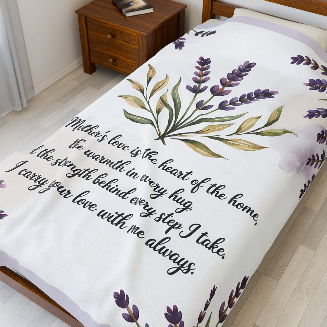 Lavender Floral Plush Blanket – "A Mother’s Love"