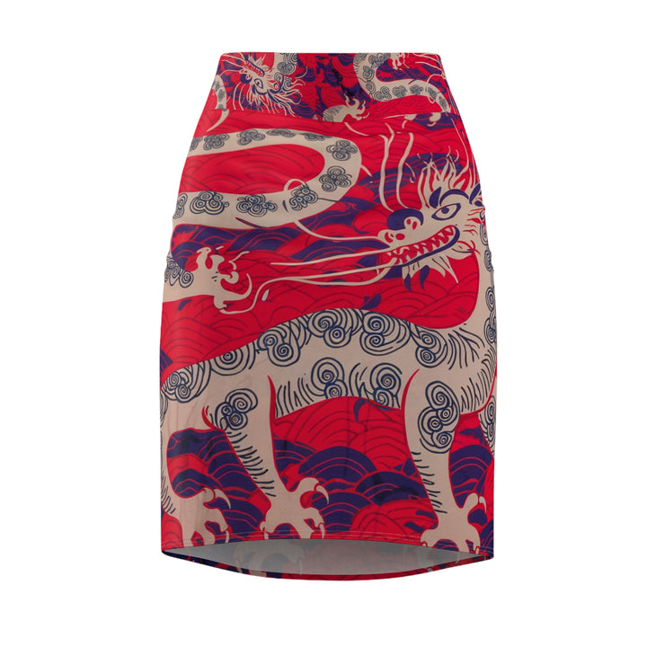 Women's Pencil Skirt - Chinese Dragon