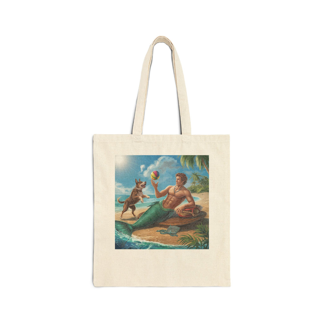 Cotton Canvas Tote Bag - Merman Tossing A Ball