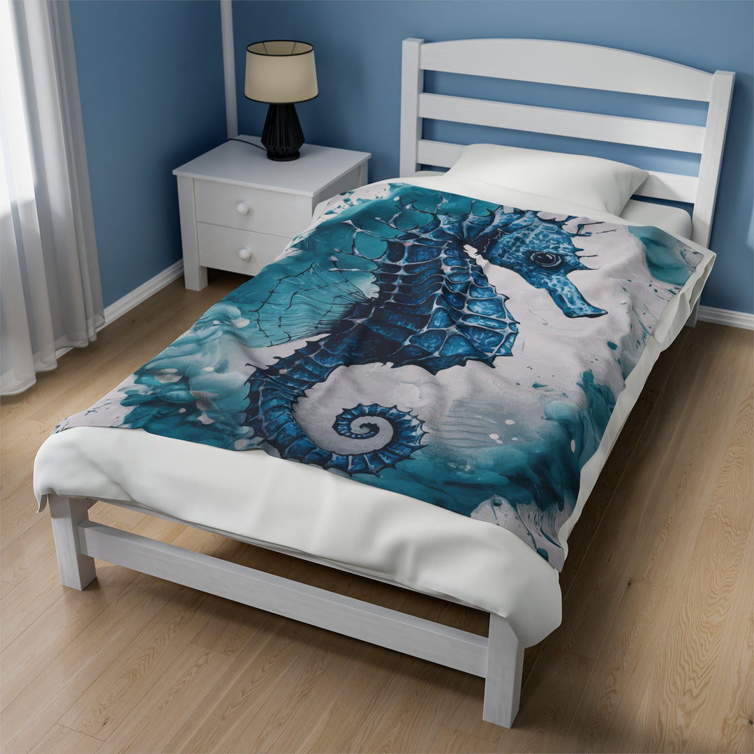 Velveteen Plush Blanket - SeaHorse