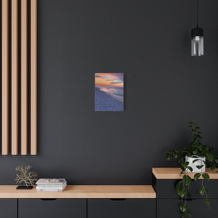 Sunset Beach Matte Stretched Canvas Print