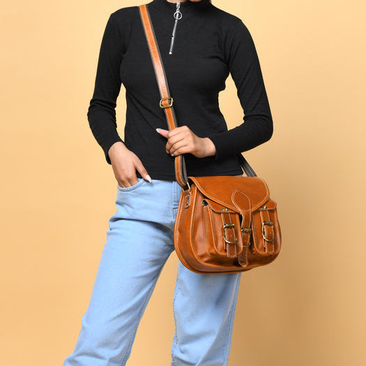 2-Pocket Leather Sling Bag for Women | Everyday Style