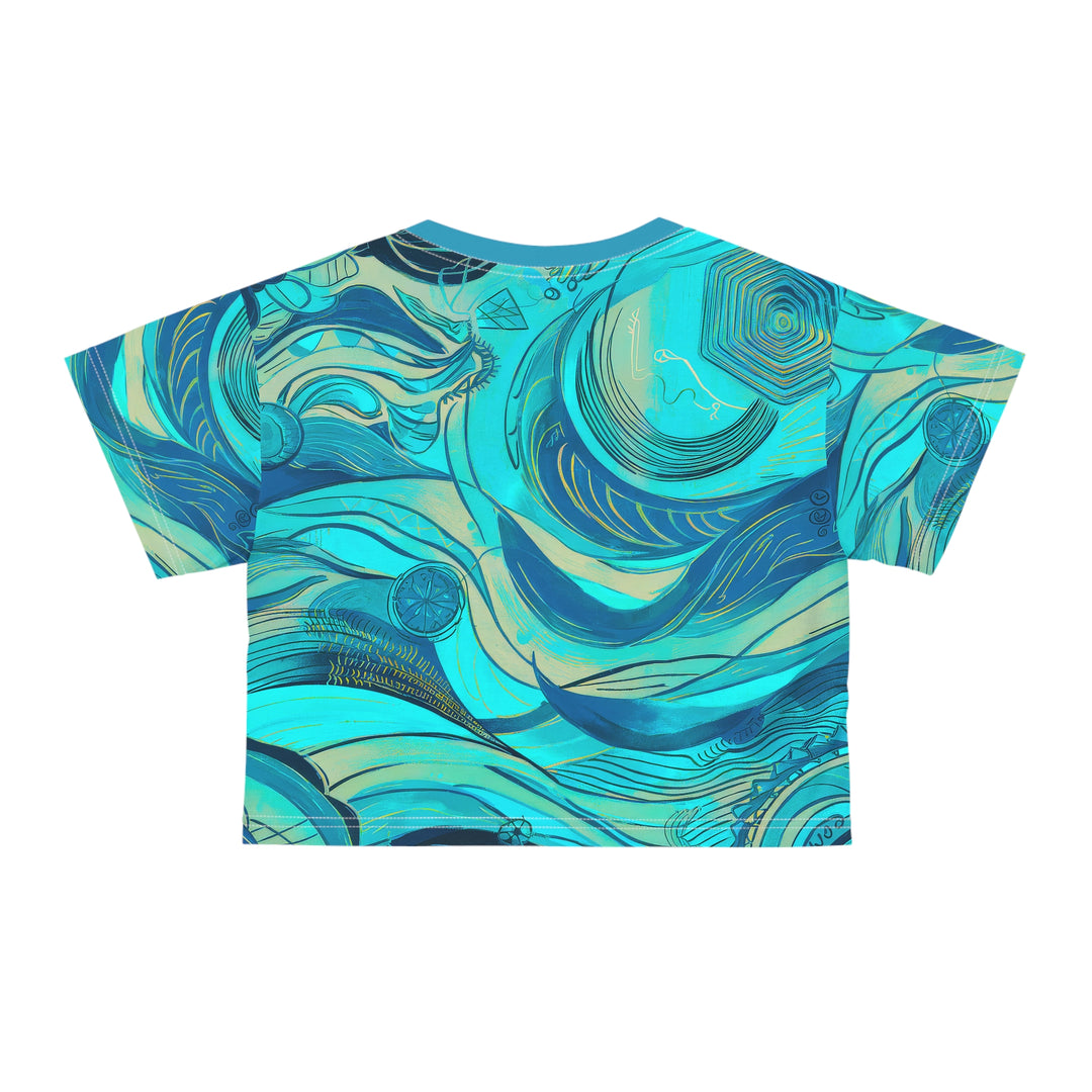 Teal Wave Crop Tee