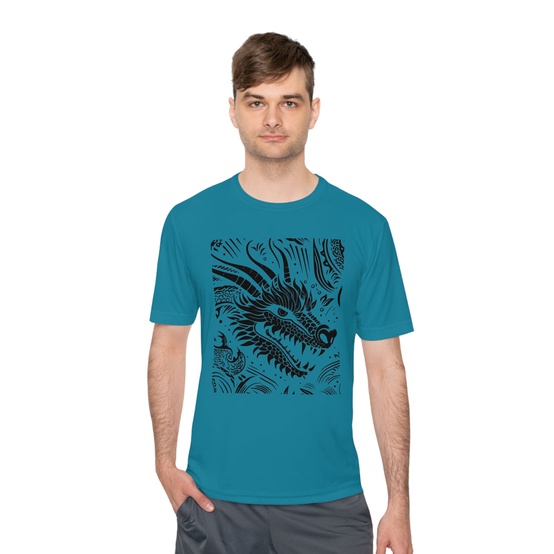 Unisex Moisture Wicking Tee - Dragon Black and White