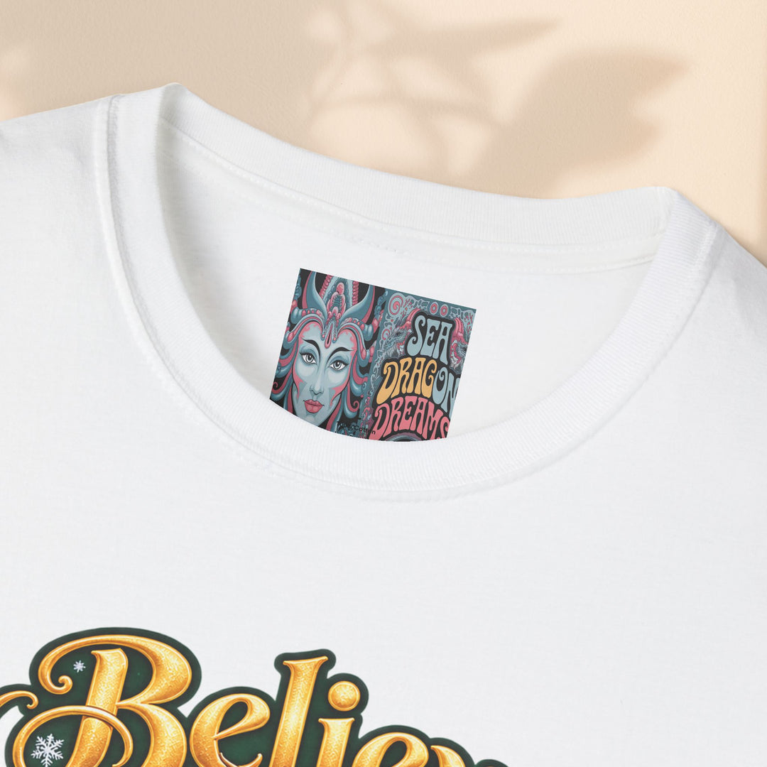 Believe in Christmas Magic T-Shirt – Festive Dragon Holiday Tee