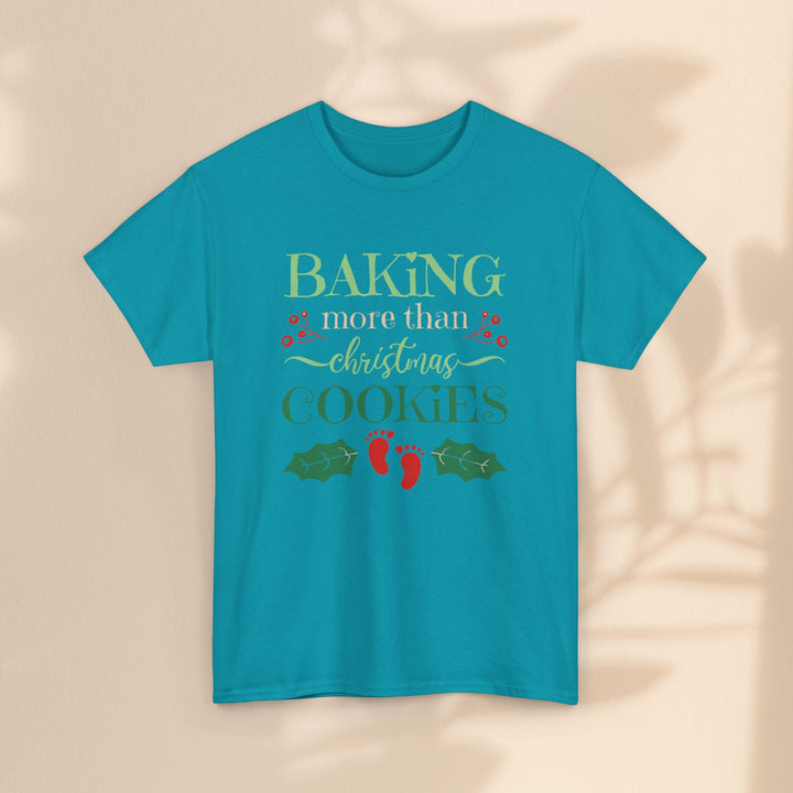 Unisex Heavy Cotton Tee - Baking More Than Christmas Cookies Pregnancy T-Shirt