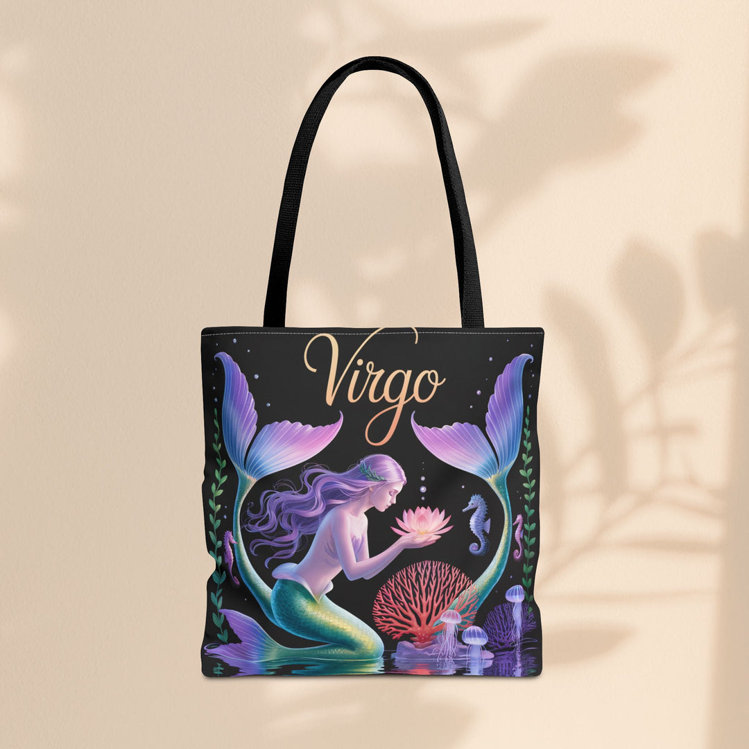 Virgo Mermaid Tote Bag, Virgo Gift, Zodiac Bag, Sea Creature Style, Ocean Lover Accessory, Birthday Present