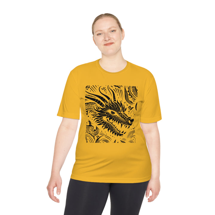 Unisex Moisture Wicking Tee - Dragon Black and White