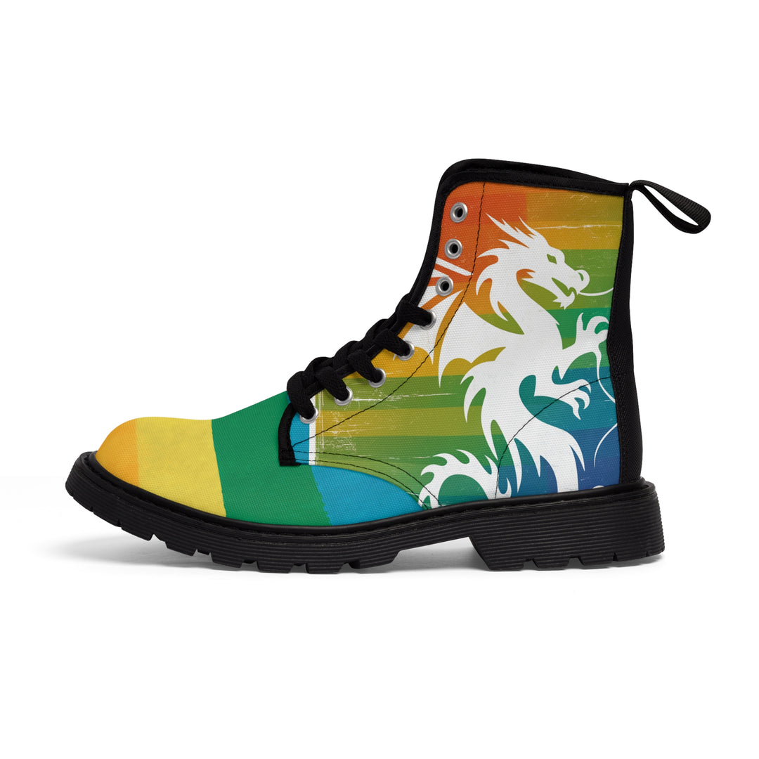 Women's Canvas Boots - Striped Dragon