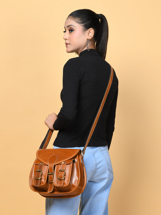 2-Pocket Leather Sling Bag for Women | Everyday Style