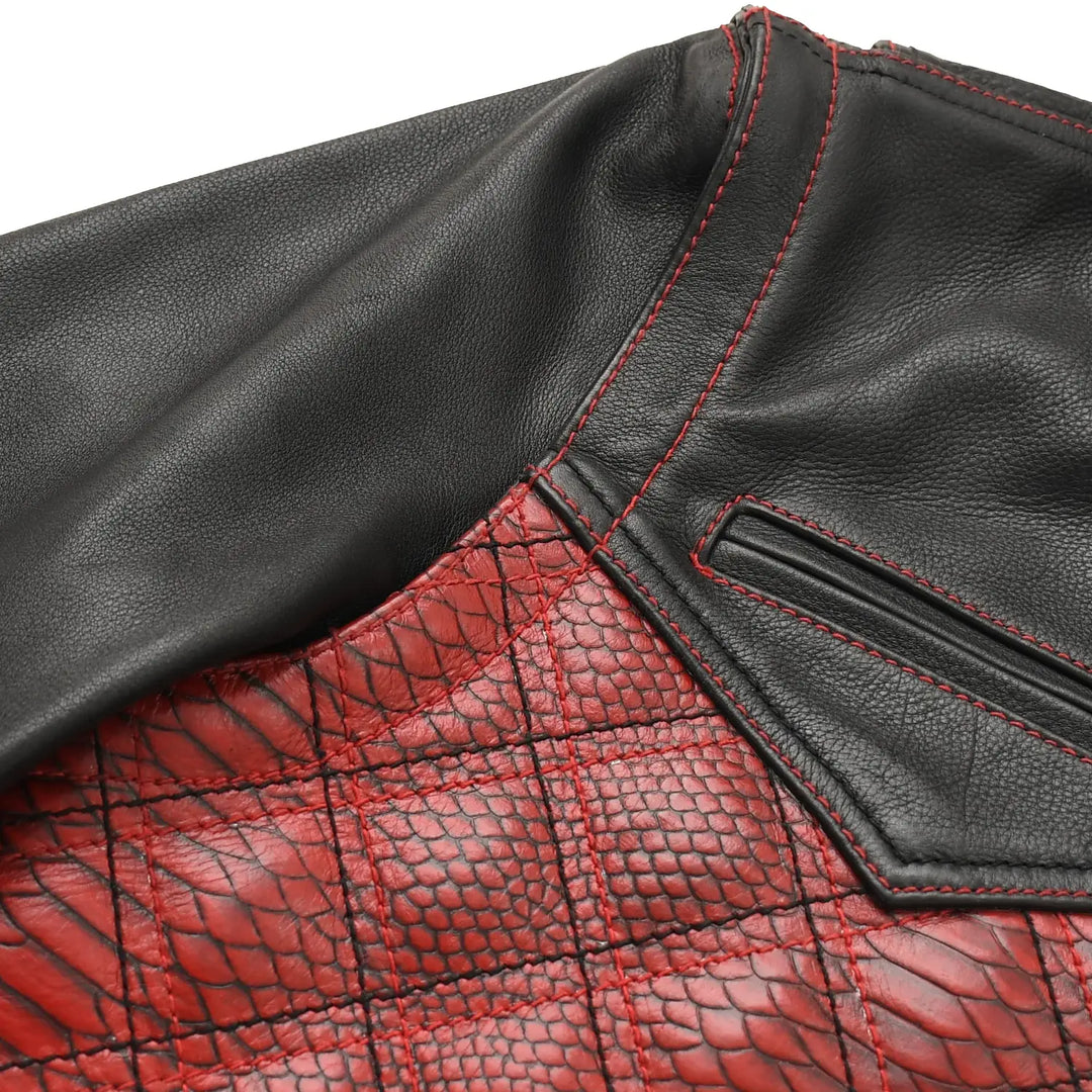 Redstrike Men’s Red & Black Leather Motorcycle Jacket
