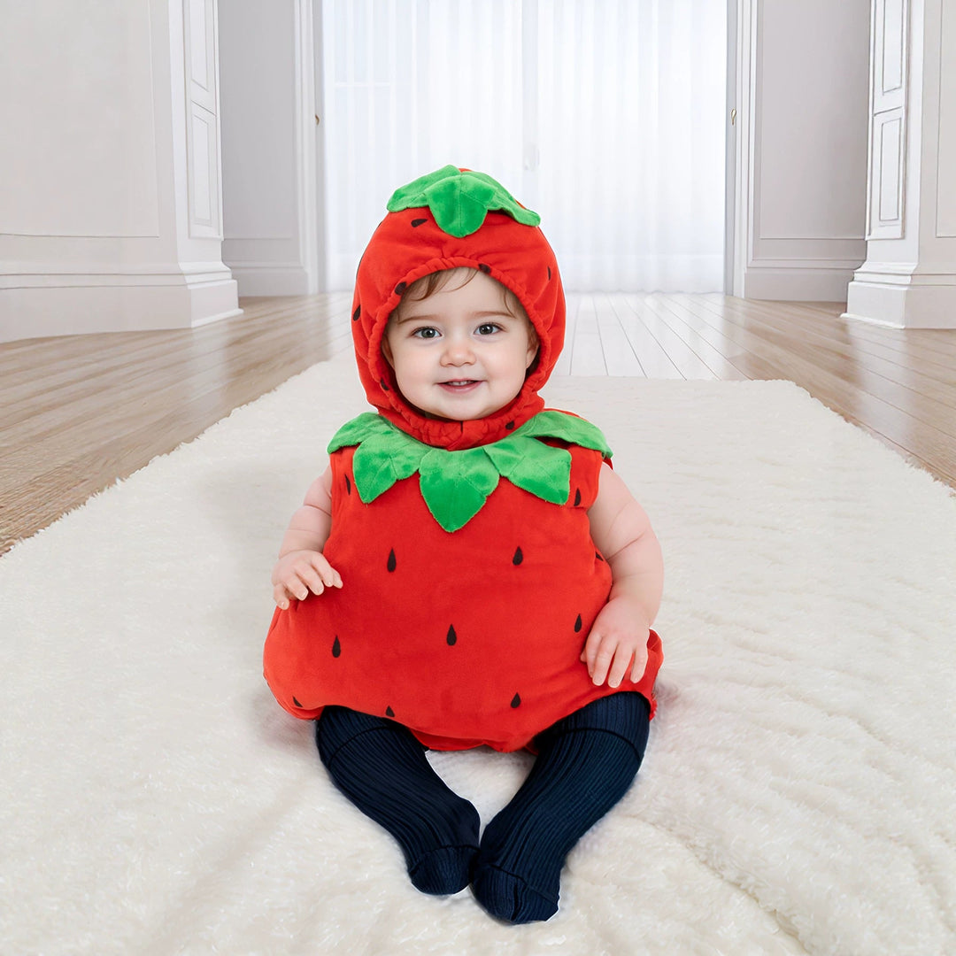 Baby Strawberry Romper and Hat 2-Piece Fall & Winter Set