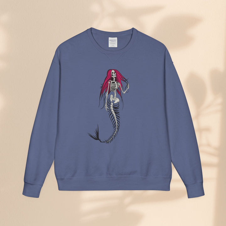 Crewneck Sweatshirt — Gothic Mermaid Skeleton Graphic