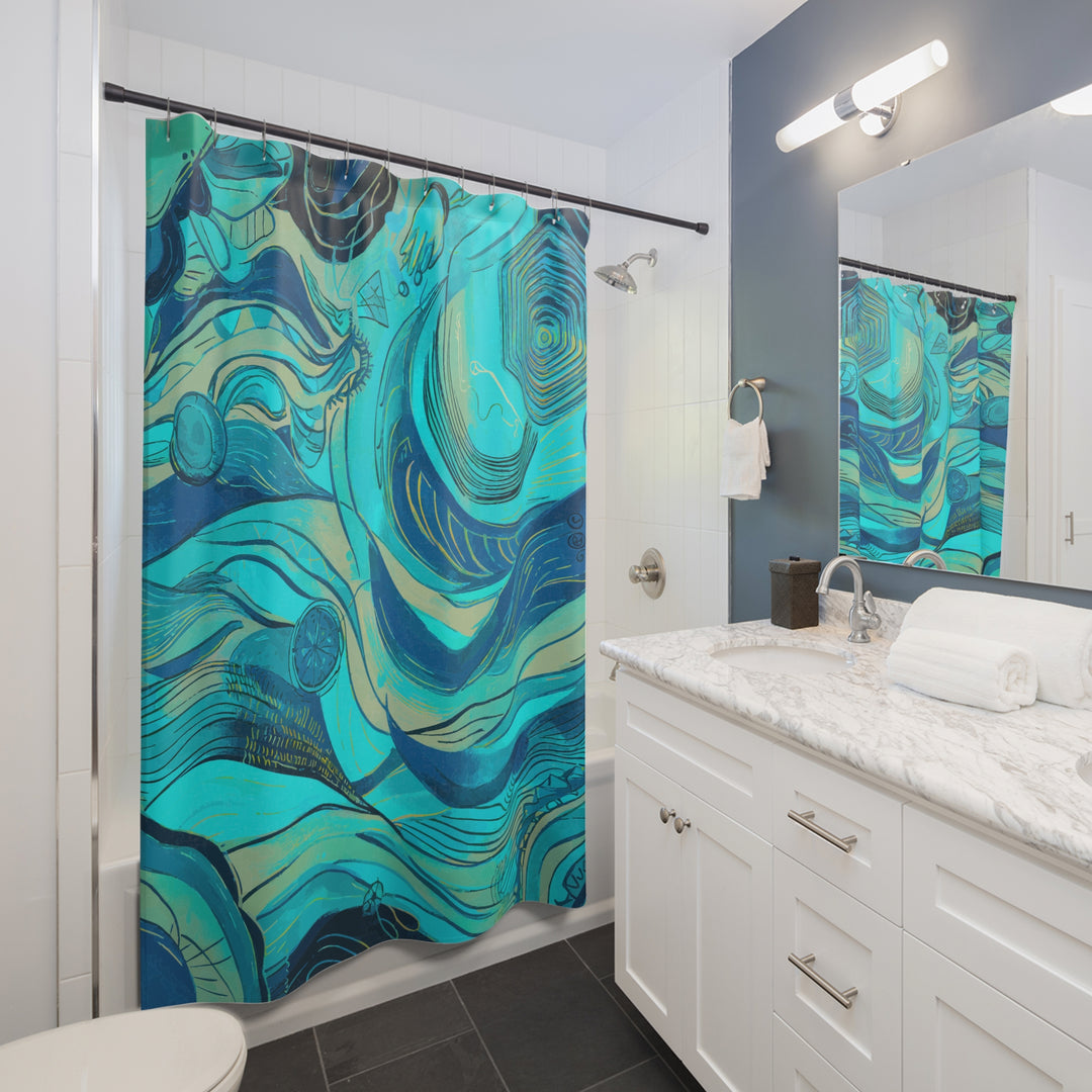 Abstract Ocean Waves Shower Curtain
