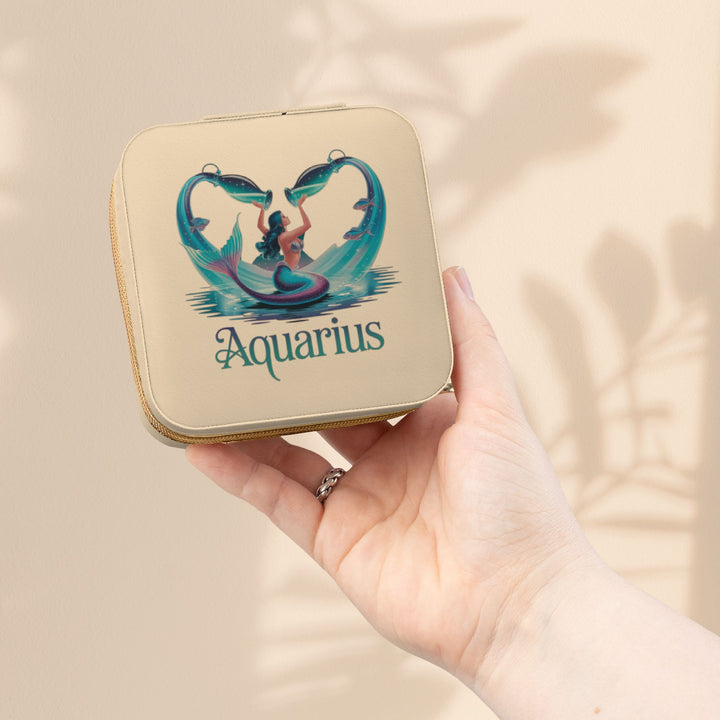 Aquarius Jewelry Travel Case — Compact Zodiac Travel Jewelry Organizer