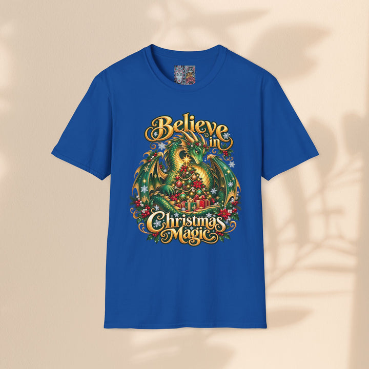 Believe in Christmas Magic T-Shirt – Festive Dragon Holiday Tee