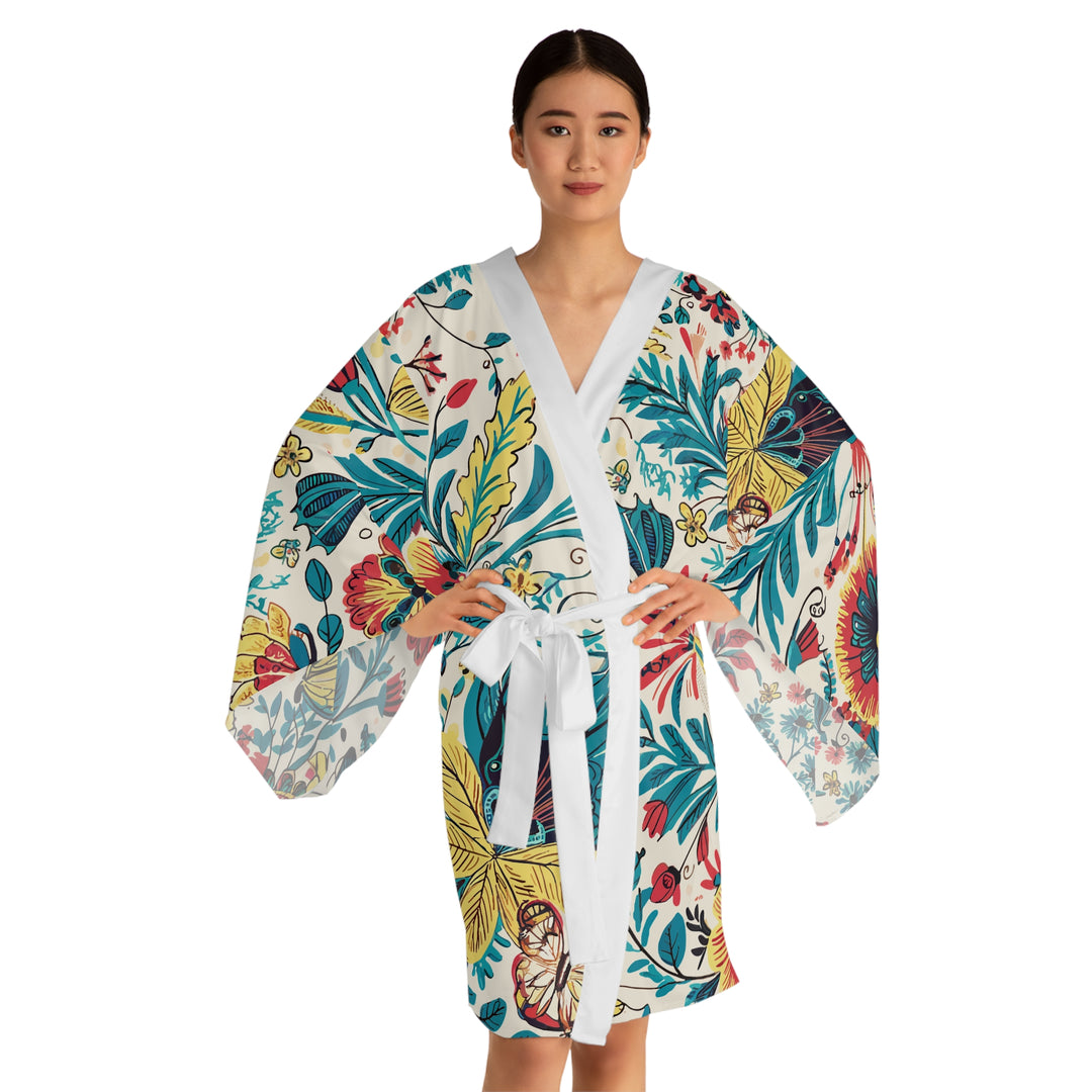 Long Sleeve Kimono Robe (AOP) - Florida Flowers