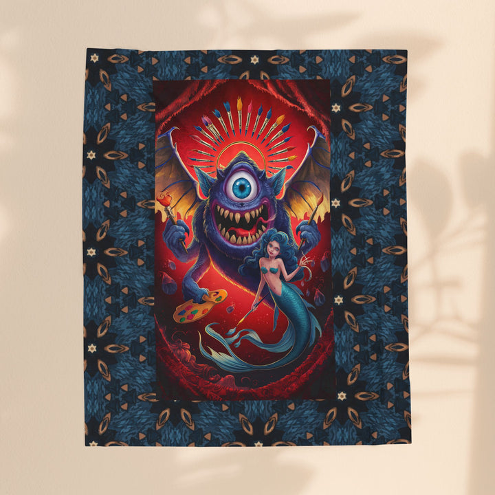 Velveteen Plush Blanket - One Eyed Mermaid Artist