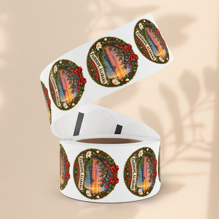 Fairhope Alabama Christmas Sticker Roll – Coastal Sunset Labels