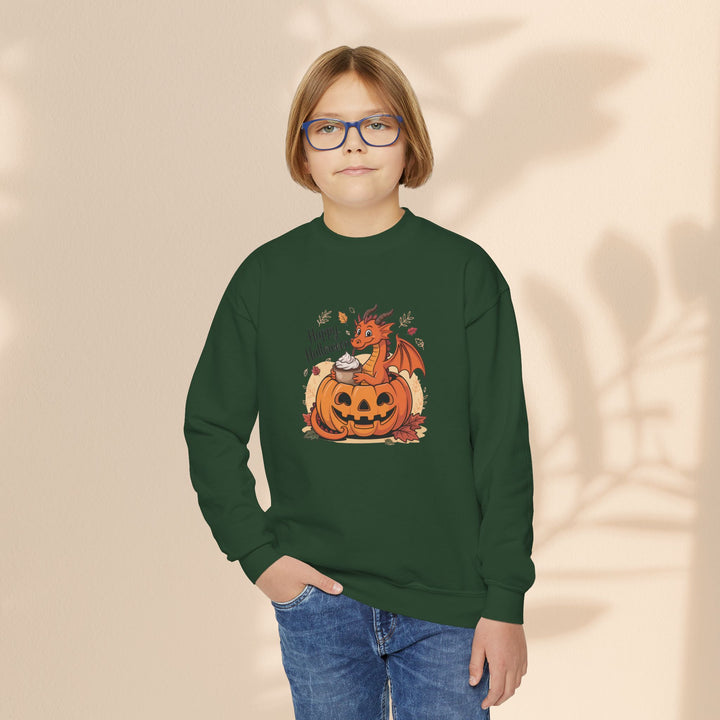 Halloween Pumpkin Dragon Youth Crewneck Sweatshirt