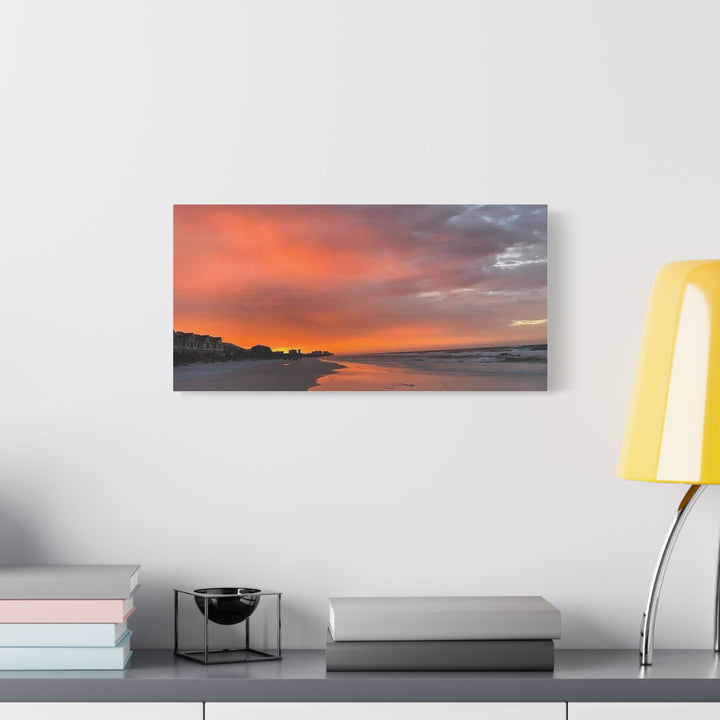 Sunset Beach Satin Stretched Canvas Wall Art