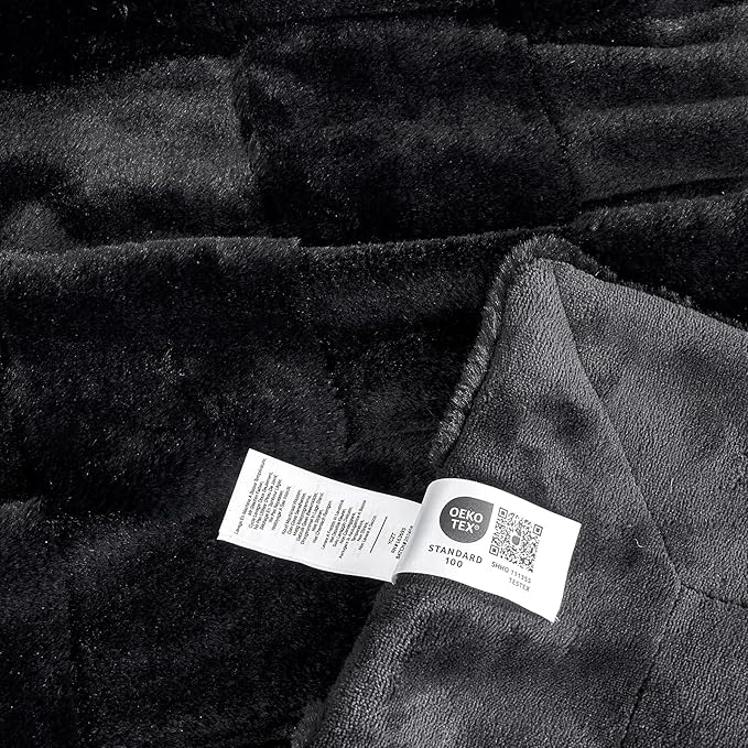 Black Faux Rabbit Fur Queen Blanket – 90" x 90"