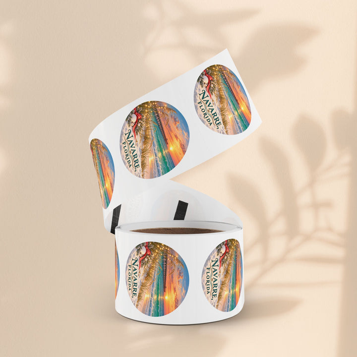 Navarre Florida Round Sticker Rolls – Waterproof Beach Sunset Labels