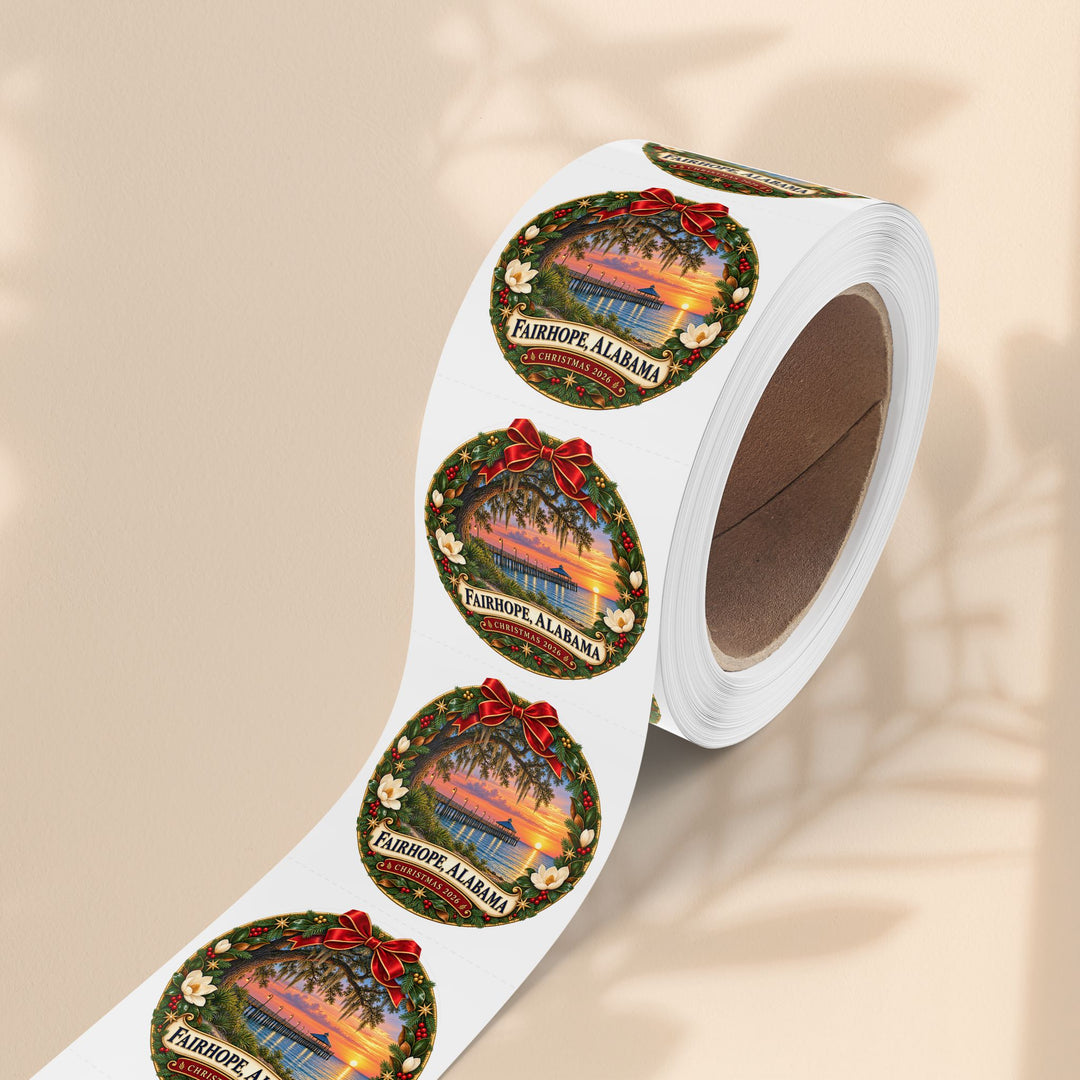 Fairhope Alabama Christmas Sticker Roll – Coastal Sunset Labels