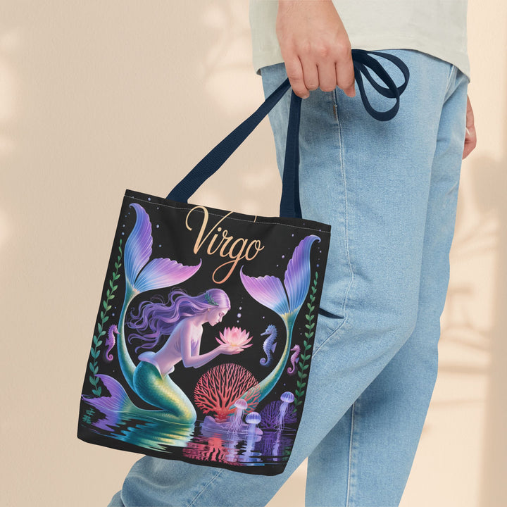 Virgo Mermaid Tote Bag, Virgo Gift, Zodiac Bag, Sea Creature Style, Ocean Lover Accessory, Birthday Present