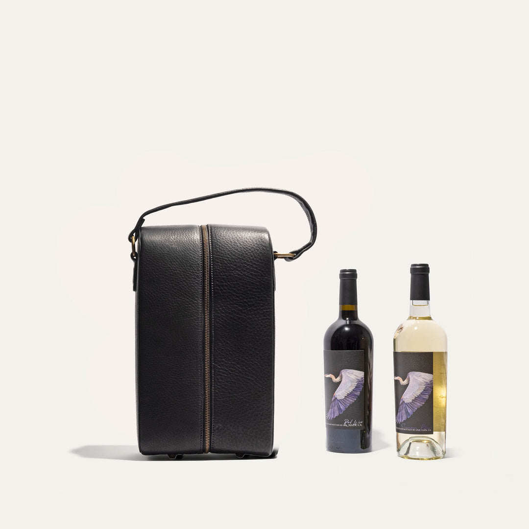 Hard Double Leather Wine Case – Full-Grain Leather Bottle Carrier