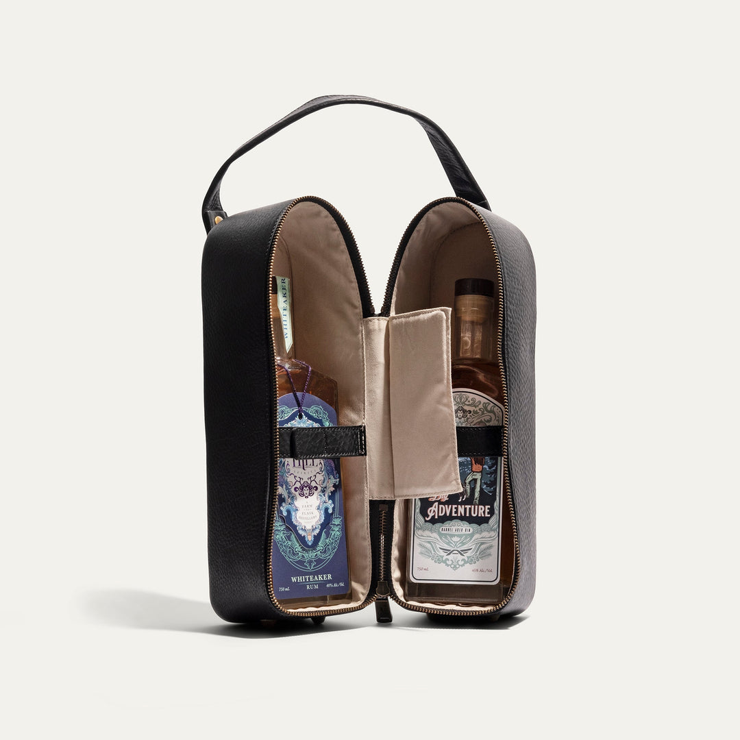 Hard Double Leather Wine Case – Full-Grain Leather Bottle Carrier