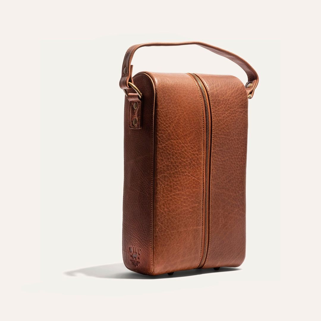 Hard Double Leather Wine Case – Full-Grain Leather Bottle Carrier