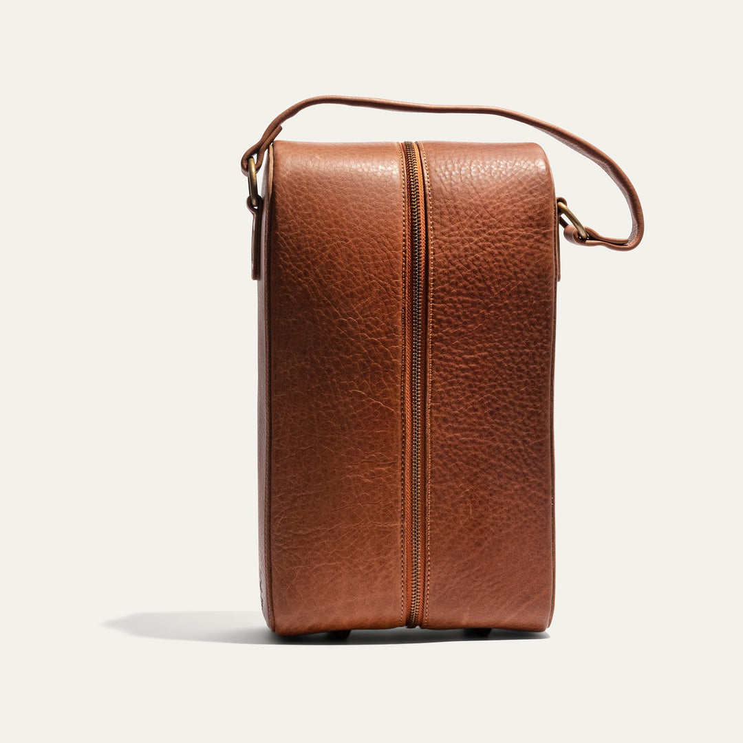 Hard Double Leather Wine Case – Full-Grain Leather Bottle Carrier