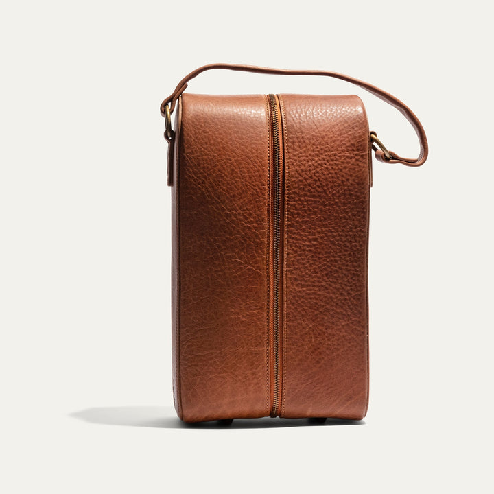 Hard Double Leather Wine Case – Full-Grain Leather Bottle Carrier