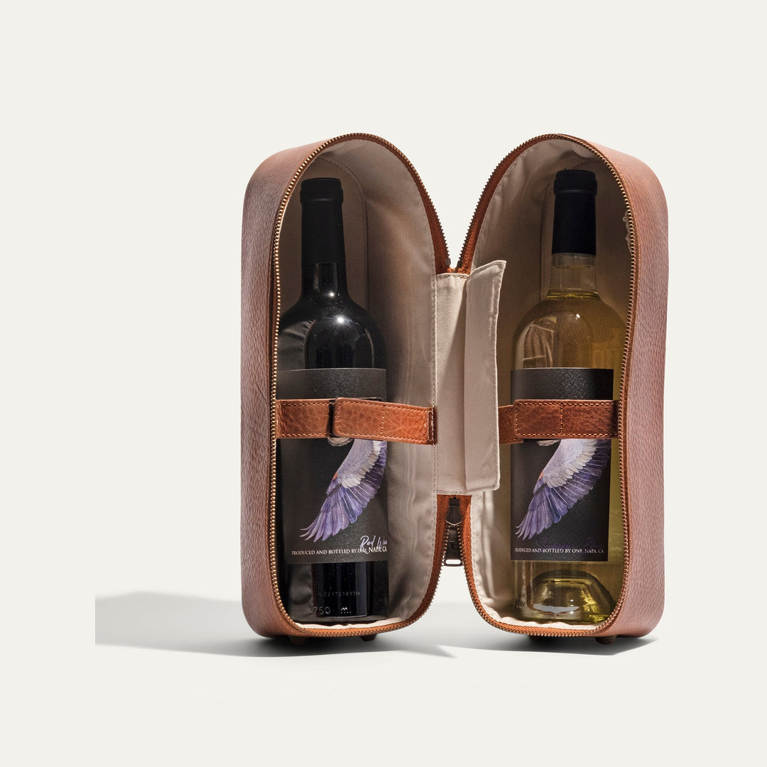 Hard Double Leather Wine Case – Full-Grain Leather Bottle Carrier