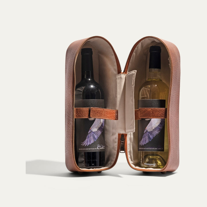 Hard Double Leather Wine Case – Full-Grain Leather Bottle Carrier