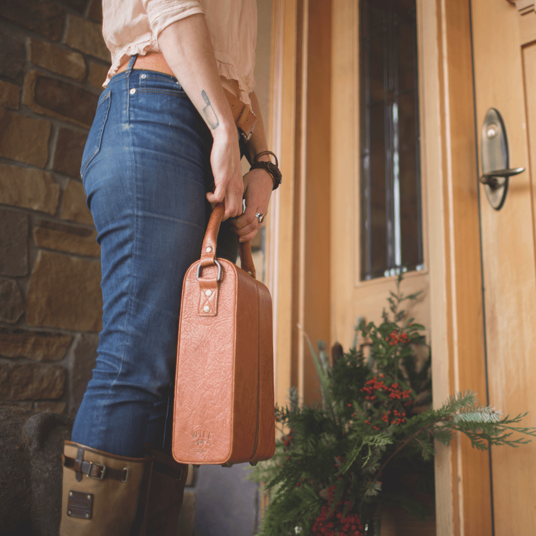 Hard Double Leather Wine Case – Full-Grain Leather Bottle Carrier